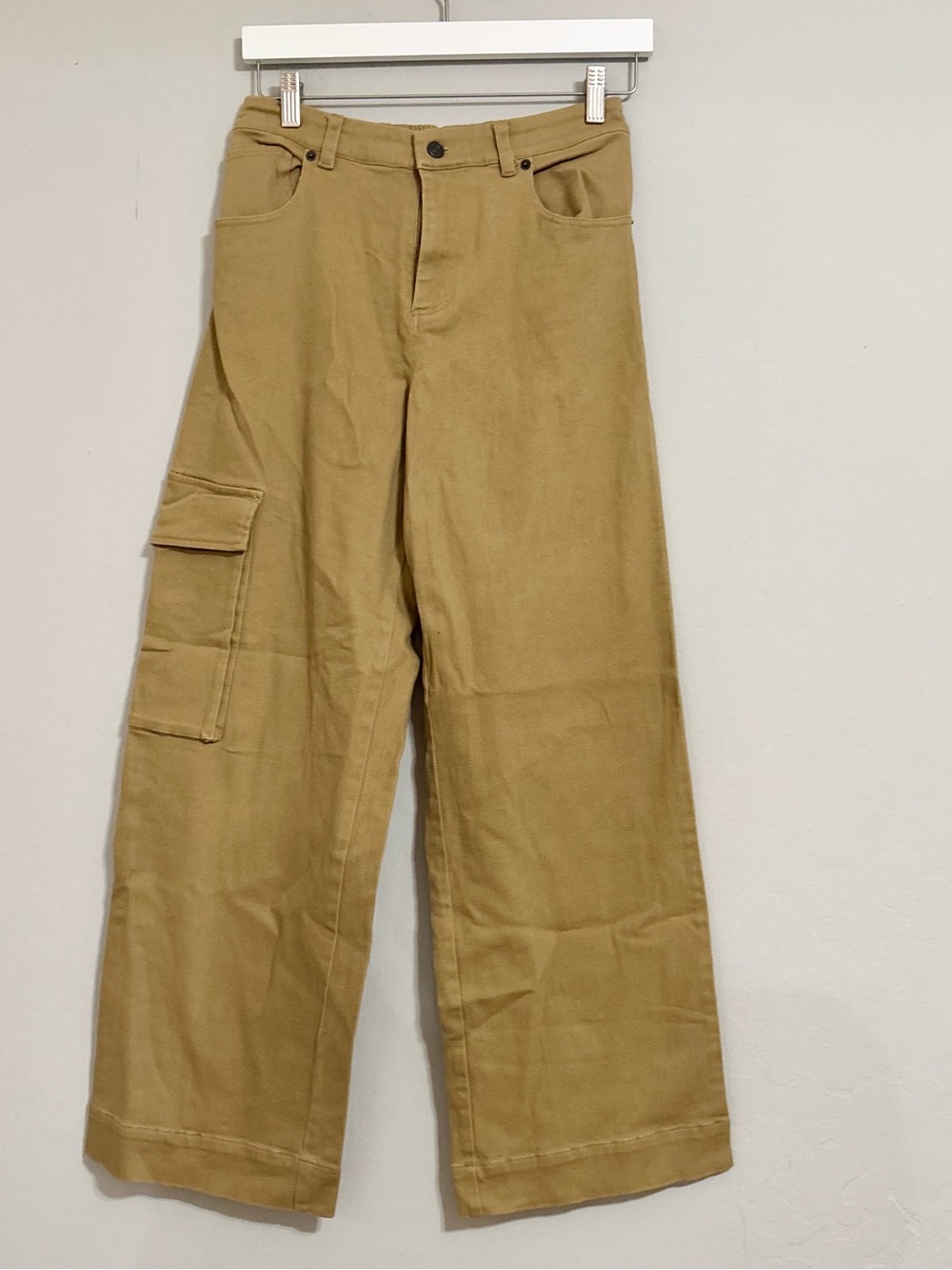NEW RUTI Tan Golden Khaki Wide Leg Utility Cargo Pants